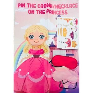 NEW Pin‎ the Crown Necklace on Princess Party Game Birthday Blindfold